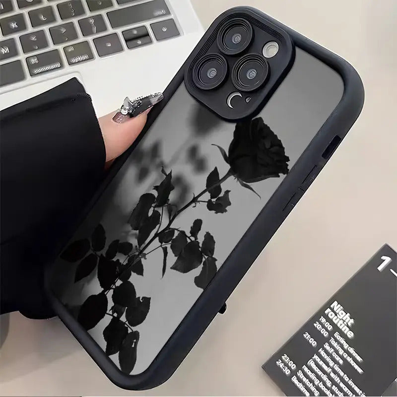 High Bamboo Black Shell Rose Pattern Phone Case Suitable for iPhone 16111213141515 Pro 15 Plus 15 Pro Max 7 Plus 8 Plus XXs Max Xr 11 Pro 12 Pro 13 Pro 14 Pro 11 Pro Max 12 Pro Max 13 Pro Max 14 Pro Max 14 Plus 66s 6 Plus 7816 Pro 16 Plus 16 Pro Max
