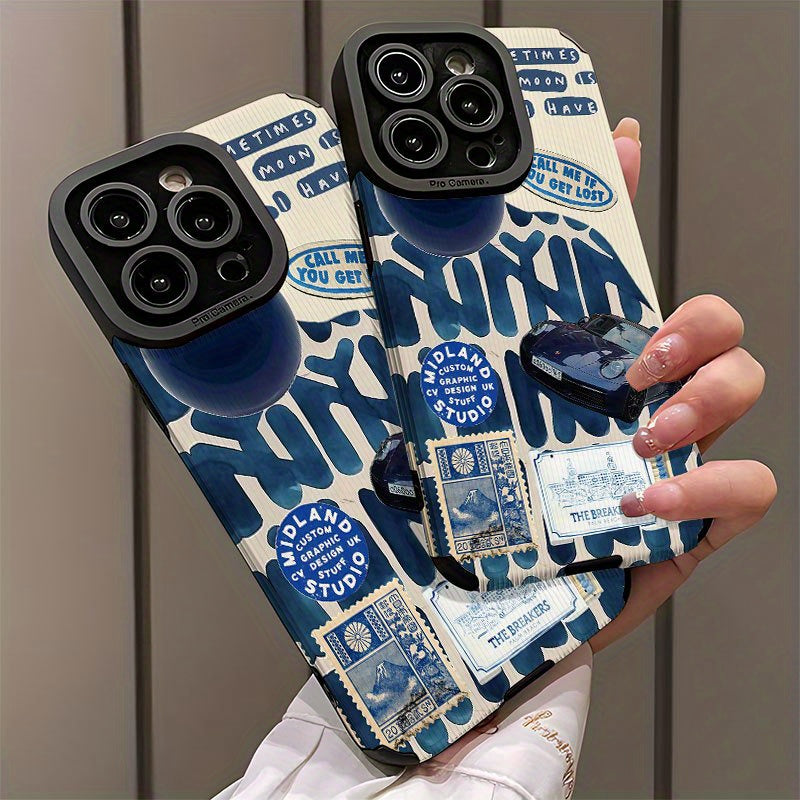 Deep Blue Style Element Collage Phone Case for Iphone 16/16 Plus/16 Pro/16 Pro Max/Iphone 15/15 Plus/15 Pro/15 Pro Max/Iphone 14/14 Plus/14 Pro/14 Pro Max/Iphone 13/13 Pro/13 Pro Max/Iphone 12/12 Pro/12 Pro Max/Iphone 11/11 Pro/11 Pro Max, Shockproof, Dir
