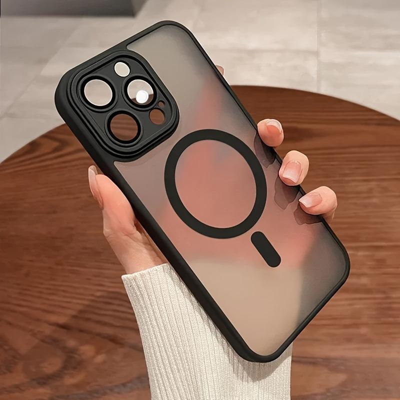 Magnetic Wireless Charge iPhone Case - Luxury Matte Translucent Hard PC Armor Shockproof Camera Lens Protection Cover for 16 15 14 13 12 11 Pro Max Plus