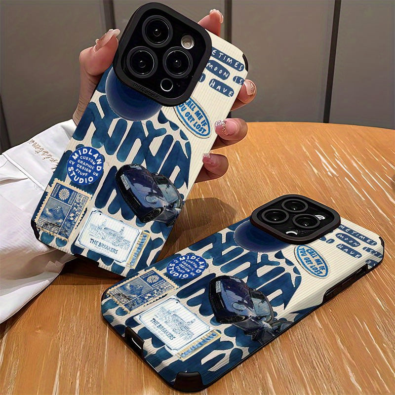 Deep Blue Style Element Collage Phone Case for Iphone 16/16 Plus/16 Pro/16 Pro Max/Iphone 15/15 Plus/15 Pro/15 Pro Max/Iphone 14/14 Plus/14 Pro/14 Pro Max/Iphone 13/13 Pro/13 Pro Max/Iphone 12/12 Pro/12 Pro Max/Iphone 11/11 Pro/11 Pro Max, Shockproof, Dir