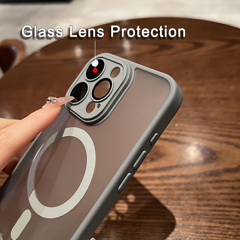 Premium Matte Magnetic Wireless Charging Phone Cover for Iphone Models 11 Through 16 Pro Max Plus, Featuring Shockproof Lens Protection And a Durable Acrylic