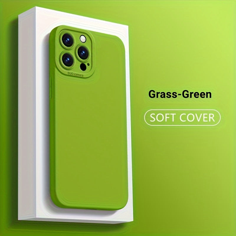 Liquid Silicone Phone Case for iPhone 11 12 13 14 Pro Max 14 Plus Camera Protective Built-in Fluff Soft Cover