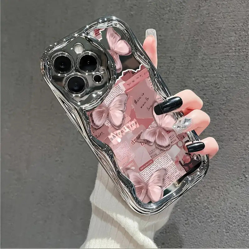 1pc Apple iPhone Case 7/8 with Full-Screen Dopamine Pink Butterfly Pattern, Suitable for iPhone X/XS/XR, Full-Body Protective Cover for 11/12/13 PLUS, Daily Travel Y2K Trendy Fashion Accessory for Photography - Perfect Birthday Gift or Holiday Choice for
