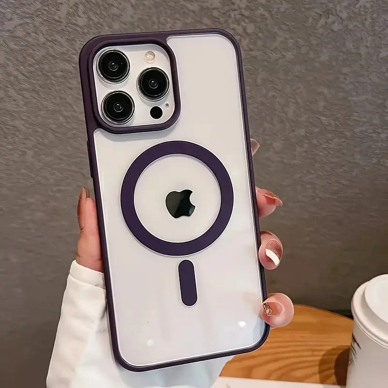 High-End Clear Protective Cover for Iphone 16, 15, 14, 13, 12, 11 Pro Max, Showcasing a Clear Acrylic Style And Magnetic Wireless Charging