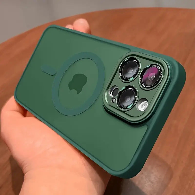 Magnetic Wireless Charge iPhone Case - Luxury Matte Translucent Hard PC Armor Shockproof Camera Lens Protection Cover for 16 15 14 13 12 11 Pro Max Plus