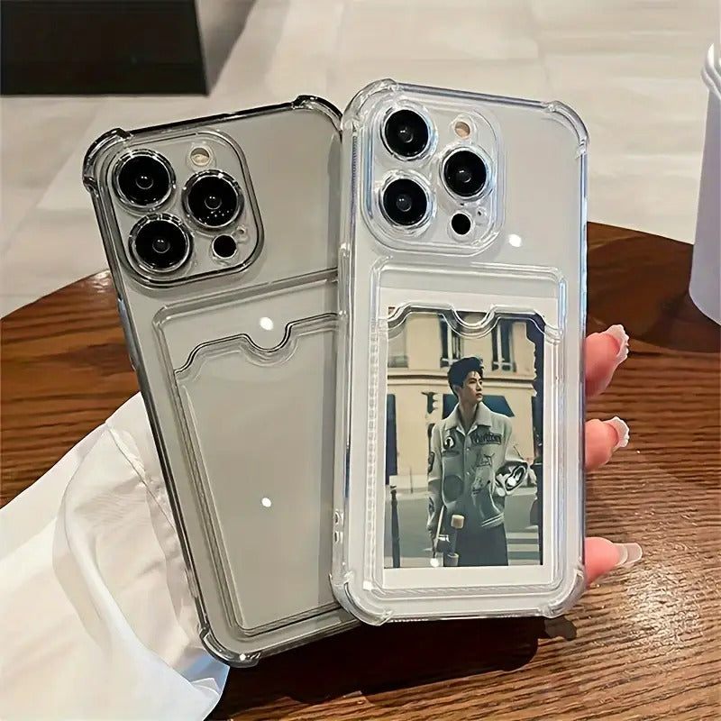 Durable Transparent TPU Phone Case with Card Slot Compatible with Iphone 15/14/13/12/11 Series - Clear Shockproof Back Cover, Compatible with Iphone 11/11 Pro/11 Pro Max/12/12 Pro/12 Pro Max/13/13 Pro/13 Pro Max/14/14 Plus/14 Pro/14 Pro Max/15/15 Plus/15