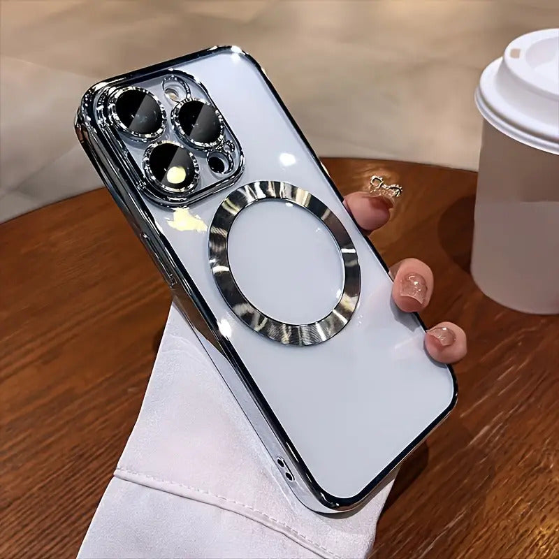 Magnetic Mobile Phone Case with Electroplating, Compatible with Iphone 16/15/14/13/12/11 Plus/Pro/Pro - Includes Lens Protection Film - Supports Wireless Charging - Stylish Design - Perfect Gift for Iphone Owners.