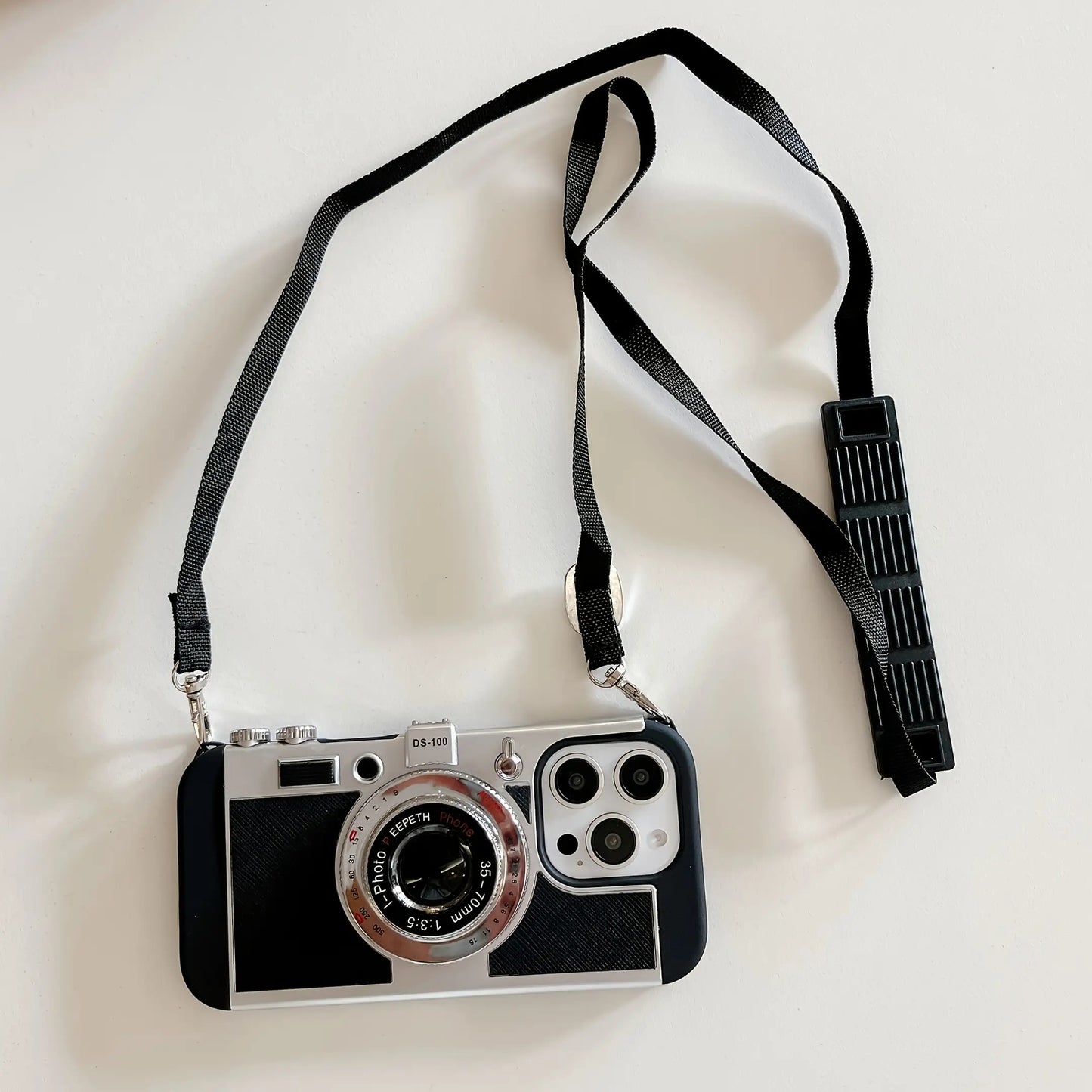 3D Camera Phone Case Suitable for iPhone 14 Pro Max Apple 13 with Lanyard Plus Soft 11/12/X/XS/XR/XSMAX