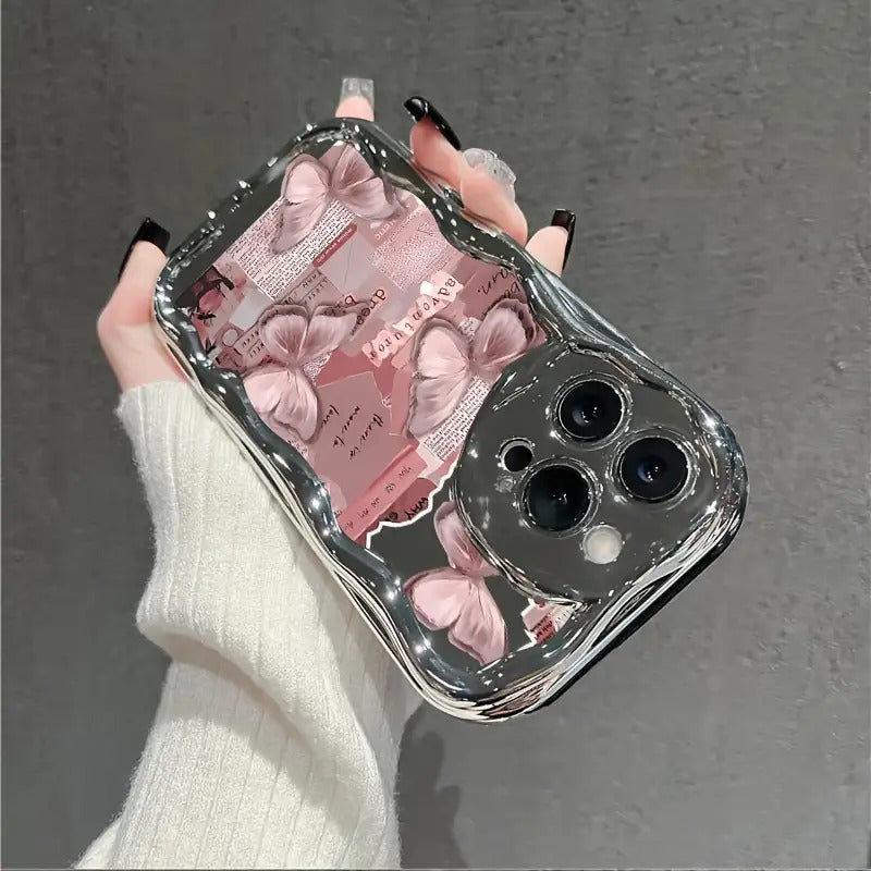 1pc Apple iPhone Case 7/8 with Full-Screen Dopamine Pink Butterfly Pattern, Suitable for iPhone X/XS/XR, Full-Body Protective Cover for 11/12/13 PLUS, Daily Travel Y2K Trendy Fashion Accessory for Photography - Perfect Birthday Gift or Holiday Choice for