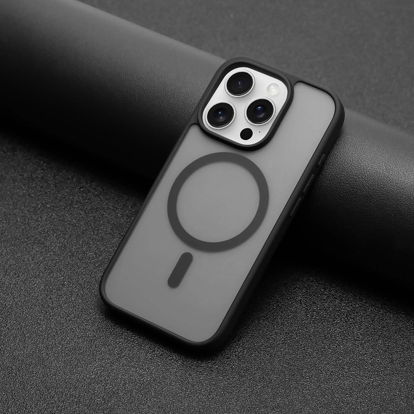 High-end matte skin-touch black mobile phone case suitable for iPhone 16 15 14 13 12 11 Pro Max Plus supports magnetic suction wireless charging matte translucent anti-shock and anti-fall Apple mobile phone case