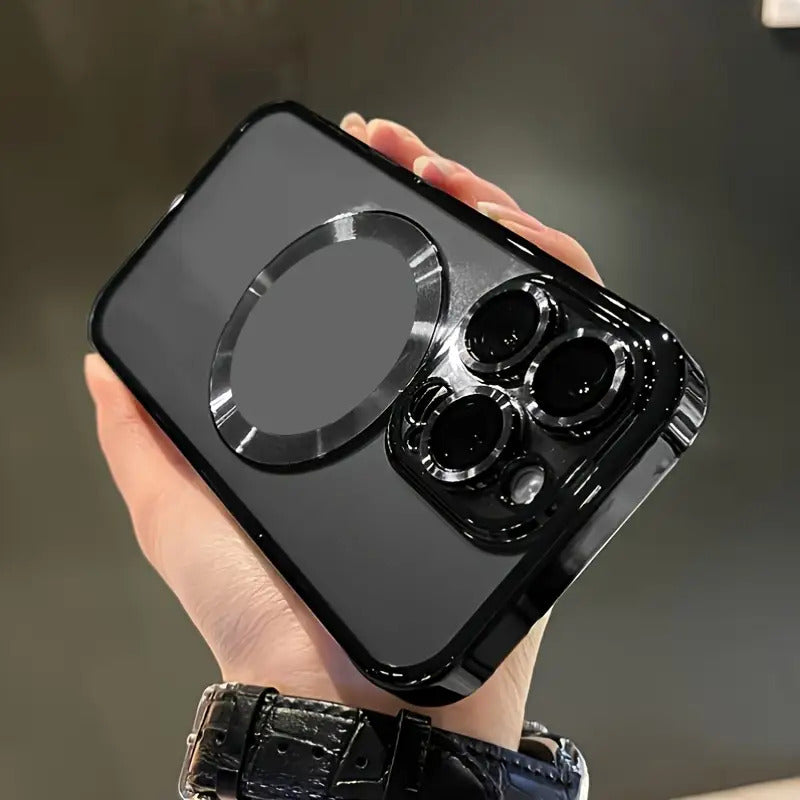 Magnetic Mobile Phone Case with Electroplating, Compatible with Iphone 16/15/14/13/12/11 Plus/Pro/Pro - Includes Lens Protection Film - Supports Wireless Charging - Stylish Design - Perfect Gift for Iphone Owners.