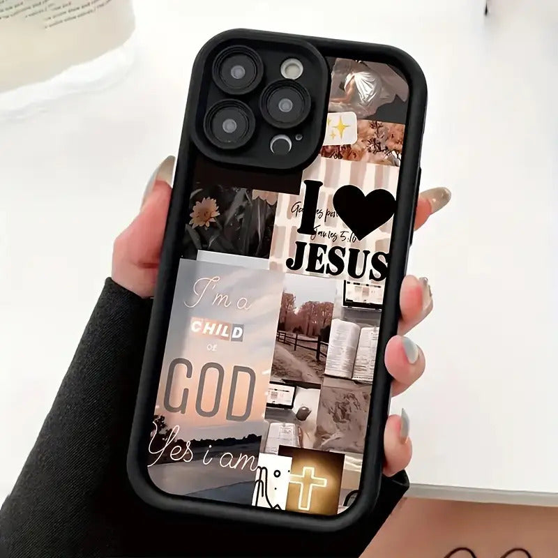 High-Quality Bamboo Black Love Scenery Illustration TPU Shockproof Full Coverage Protective Case, Compatible with Multiple Iphone Models Including 16PROMAX, 11, 12, 13PROMAX, 14PROMAX, And 15 - Bamboo Black Love Scenery Illustration LB Phone Case.