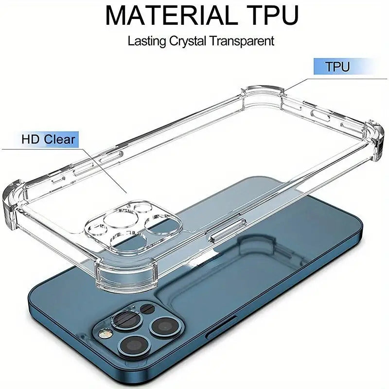 Durable And Cushioned Transparent Phone Cover for Iphone Models 14, 13, 12, 11 Pro Max, X, XS, XR, 6, 6S, 7, 8 Plus, Offering Protection for The Back.