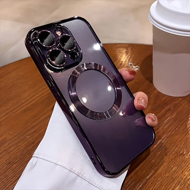 Magnetic Mobile Phone Case with Electroplating, Compatible with Iphone 16/15/14/13/12/11 Plus/Pro/Pro - Includes Lens Protection Film - Supports Wireless Charging - Stylish Design - Perfect Gift for Iphone Owners.
