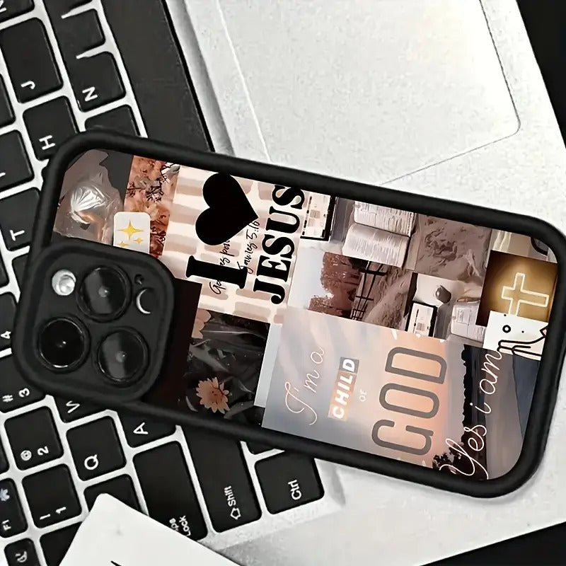 High-Quality Bamboo Black Love Scenery Illustration TPU Shockproof Full Coverage Protective Case, Compatible with Multiple Iphone Models Including 16PROMAX, 11, 12, 13PROMAX, 14PROMAX, And 15 - Bamboo Black Love Scenery Illustration LB Phone Case.