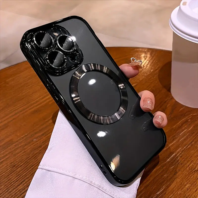 Magnetic Mobile Phone Case with Electroplating, Compatible with Iphone 16/15/14/13/12/11 Plus/Pro/Pro - Includes Lens Protection Film - Supports Wireless Charging - Stylish Design - Perfect Gift for Iphone Owners.