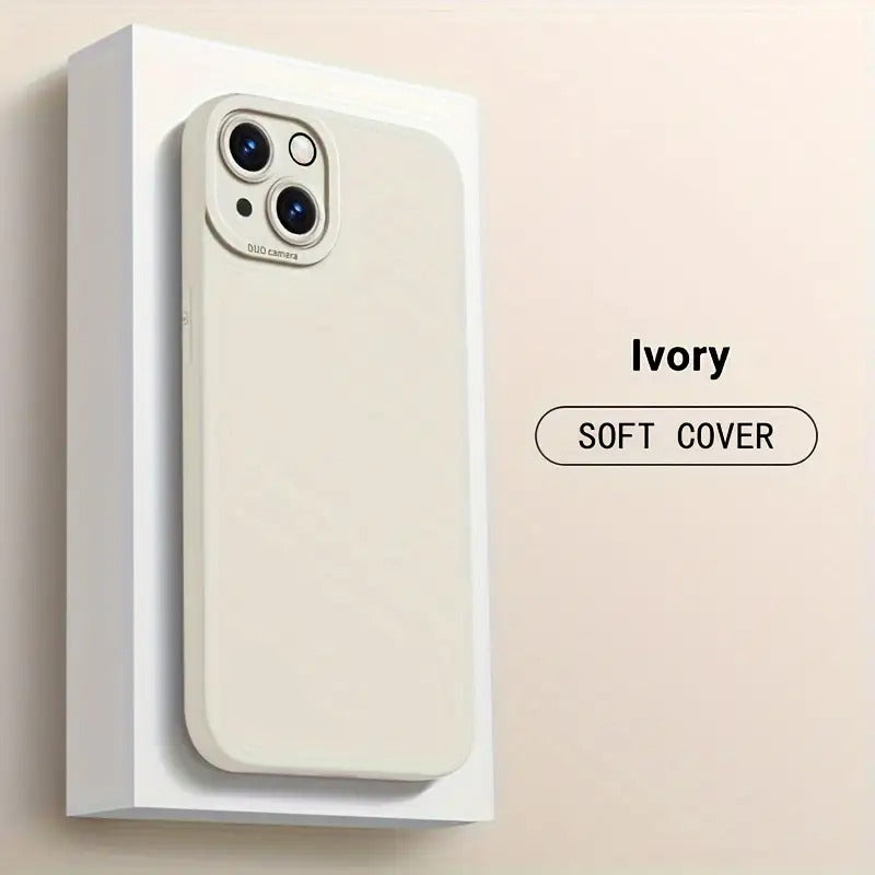 Liquid Silicone Phone Case for iPhone 11 12 13 14 Pro Max 14 Plus Camera Protective Built-in Fluff Soft Cover