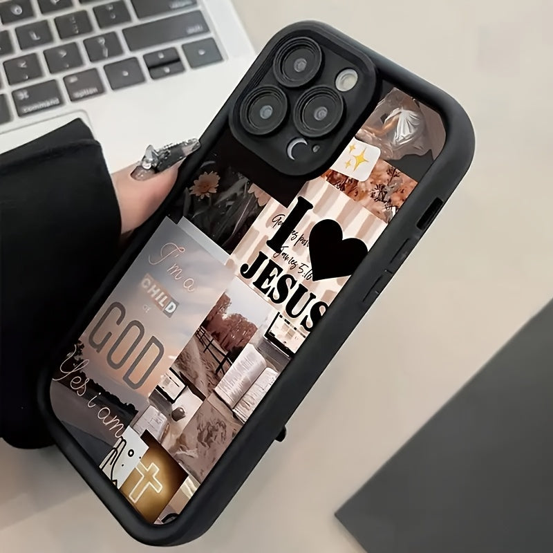 High-Quality Bamboo Black Love Scenery Illustration TPU Shockproof Full Coverage Protective Case, Compatible with Multiple Iphone Models Including 16PROMAX, 11, 12, 13PROMAX, 14PROMAX, And 15 - Bamboo Black Love Scenery Illustration LB Phone Case.