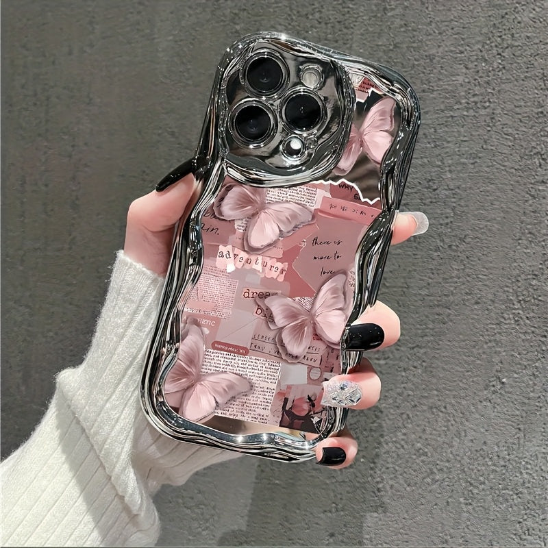 1pc Apple iPhone Case 7/8 with Full-Screen Dopamine Pink Butterfly Pattern, Suitable for iPhone X/XS/XR, Full-Body Protective Cover for 11/12/13 PLUS, Daily Travel Y2K Trendy Fashion Accessory for Photography - Perfect Birthday Gift or Holiday Choice for