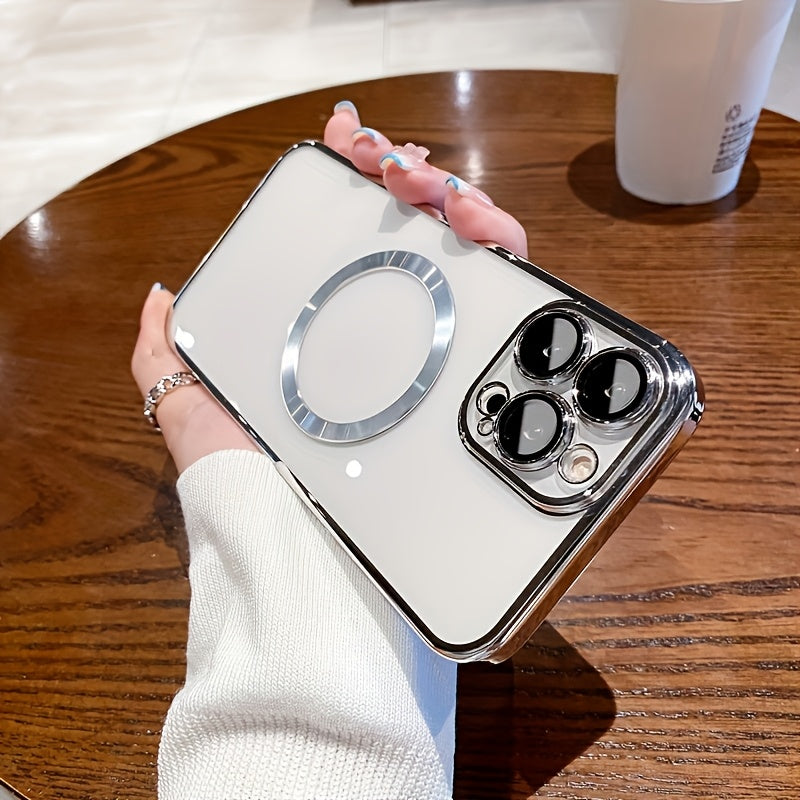 Magnetic Mobile Phone Case with Electroplating, Compatible with Iphone 16/15/14/13/12/11 Plus/Pro/Pro - Includes Lens Protection Film - Supports Wireless Charging - Stylish Design - Perfect Gift for Iphone Owners.
