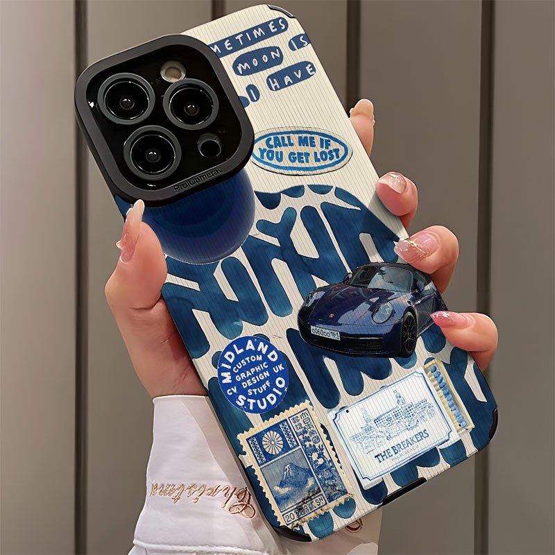 Deep Blue Style Element Collage Phone Case for Iphone 16/16 Plus/16 Pro/16 Pro Max/Iphone 15/15 Plus/15 Pro/15 Pro Max/Iphone 14/14 Plus/14 Pro/14 Pro Max/Iphone 13/13 Pro/13 Pro Max/Iphone 12/12 Pro/12 Pro Max/Iphone 11/11 Pro/11 Pro Max, Shockproof, Dir