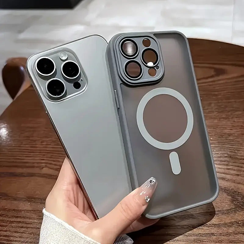 Luxury Translucent Case for iPhone 16 15 14 13 12 11 Pro Max 16 15 14 Plus13 12 Mini with Magnetic Wireless Charging and Matte Lens Protector