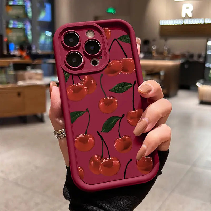 Ideal for The for iphone 16, This Cherry Phone Case Features a Trendy Cherry Print with a Sky Eye Ladder Design. It'S an Elegant And Durable Protective Cover, Making It a Perfect Gift for Loved Ones. Compatible with for iphone Models 16, 15, 14, 13, 12, A