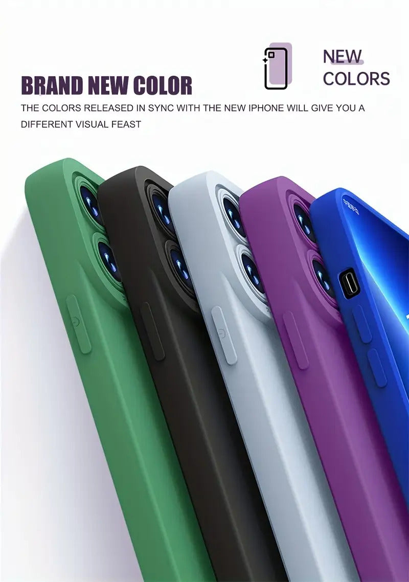 Liquid Silicone Phone Case for iPhone 11 12 13 14 Pro Max 14 Plus Camera Protective Built-in Fluff Soft Cover