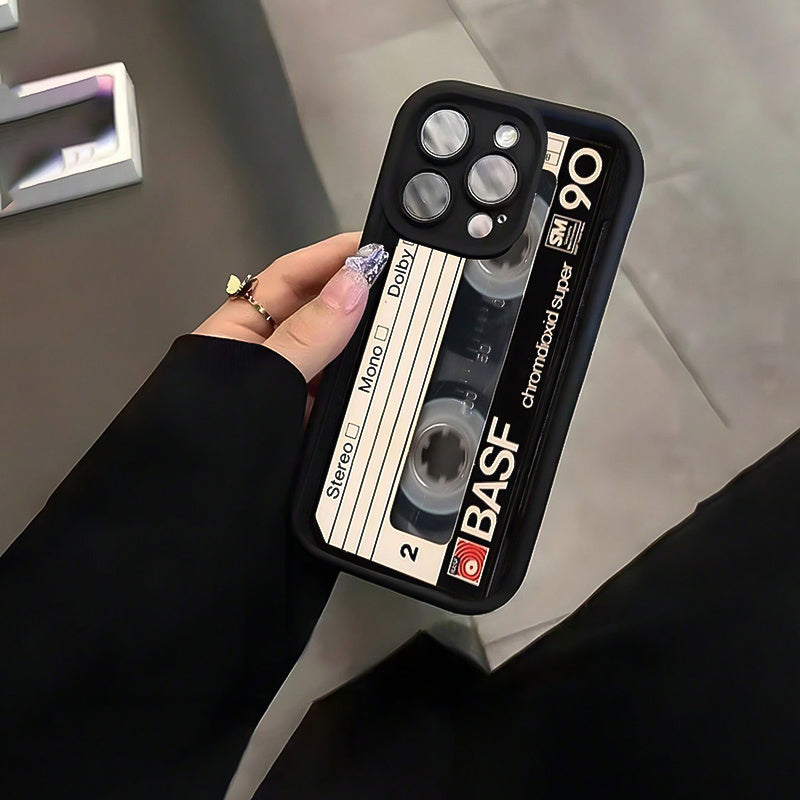 Creative Patterned Black Shockproof Phone Case with Full Coverage for Lenses, Minimalist Design, Suitable for Iphone 16/16 Plus/16 Pro/16 Pro Max, Iphone 15/15 Plus/15 Pro/15 Pro Max, Iphone 14/14 Plus/14 Pro/14 Pro Max, Iphone 13/13 Pro/13 Pro Max, Iphon