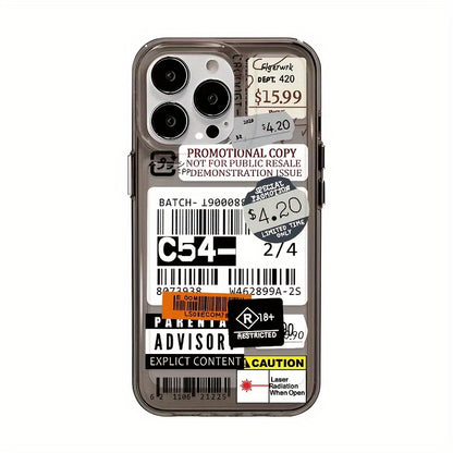 Gray Tone Barcode Label Suitable for 7/8Plus Full Drop-Proof Soft Shell Simple High-End Air Cushion Suitable for Iphone14Promax Apple 13 Mobile Phone Case Couple Xsmax New 12Pro Drop-Proof Xr Matte 11 Men And Women 13 All-Inclusive 15PRO Soft Shell 15 Pro