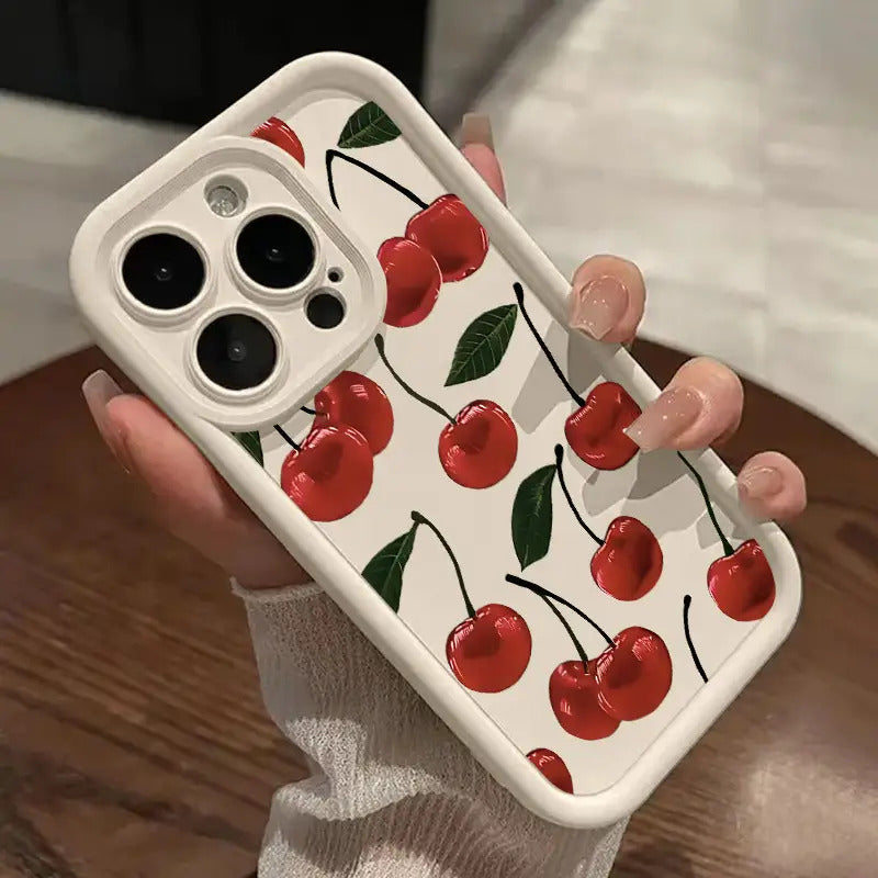 Ideal for The for iphone 16, This Cherry Phone Case Features a Trendy Cherry Print with a Sky Eye Ladder Design. It'S an Elegant And Durable Protective Cover, Making It a Perfect Gift for Loved Ones. Compatible with for iphone Models 16, 15, 14, 13, 12, A