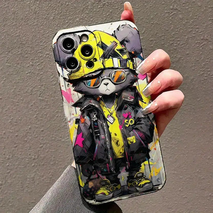 Bear Graphic Protective Phone Case For IPhone 11/12/13/14/12 Pro Max/11 Pro/14 Pro/15/XS Max/X/XR/7/8/8 Plus, Gift For Birthday, Girlfriend, Boyfriend