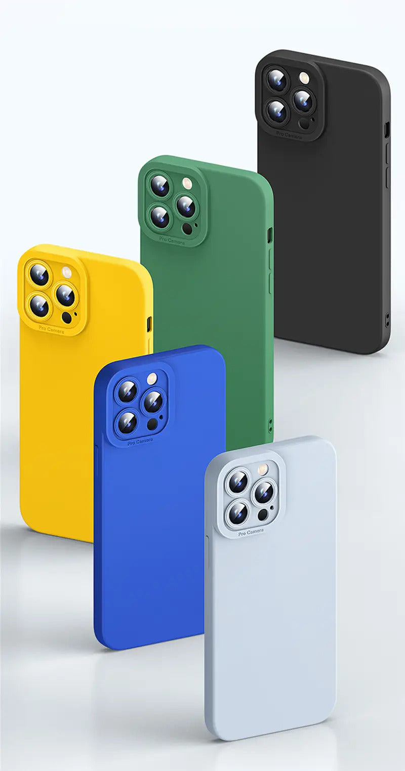 Liquid Silicone Phone Case for iPhone 11 12 13 14 Pro Max 14 Plus Camera Protective Built-in Fluff Soft Cover