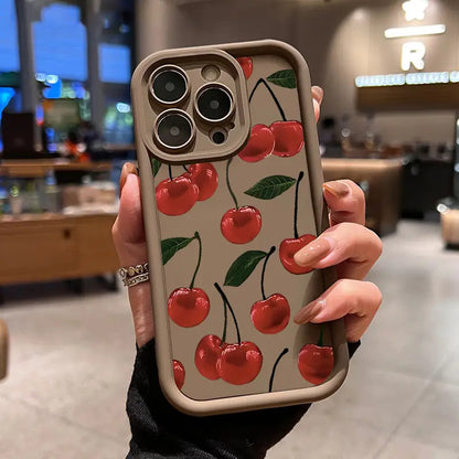 Ideal for The for iphone 16, This Cherry Phone Case Features a Trendy Cherry Print with a Sky Eye Ladder Design. It'S an Elegant And Durable Protective Cover, Making It a Perfect Gift for Loved Ones. Compatible with for iphone Models 16, 15, 14, 13, 12, A