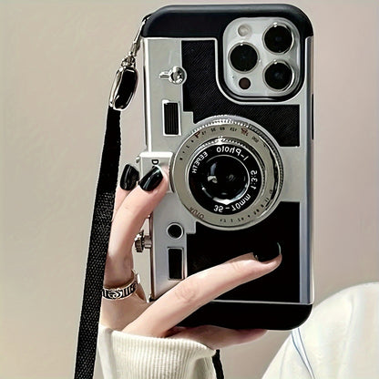 3D Camera Phone Case Suitable for iPhone 14 Pro Max Apple 13 with Lanyard Plus Soft 11/12/X/XS/XR/XSMAX