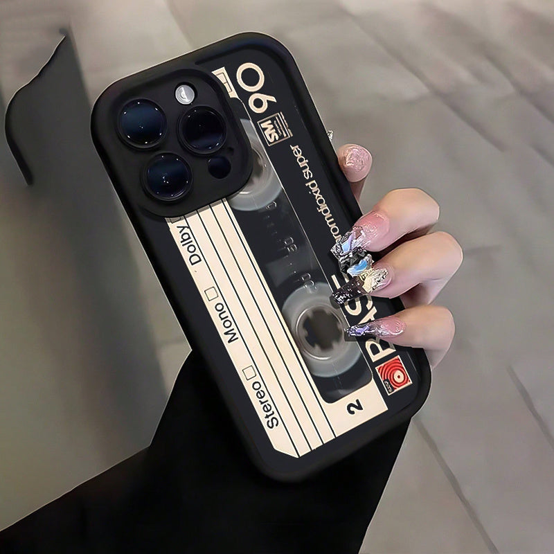 Creative Patterned Black Shockproof Phone Case with Full Coverage for Lenses, Minimalist Design, Suitable for Iphone 16/16 Plus/16 Pro/16 Pro Max, Iphone 15/15 Plus/15 Pro/15 Pro Max, Iphone 14/14 Plus/14 Pro/14 Pro Max, Iphone 13/13 Pro/13 Pro Max, Iphon
