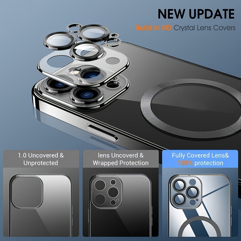 Magentic Slim Thin Phone Case with Plating Full Camera Protection for iPhone 16 Pro Max 15 14 13 12 11 Series