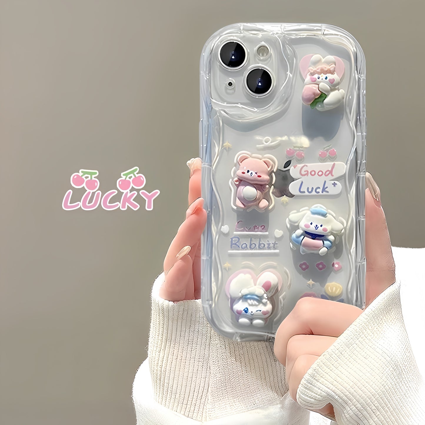 3D Cute Pet Phone Case: Overflowing with Cuteness, Good Luck 'Bunny' Arrives, Every Glance Is Sweet. This Protective Case Is Suitable for Iphone 16, 15, 14, 13, 12, 11 Pro Max, 14, 15, 16 Plus, XS, XR, X, 8, And 7.