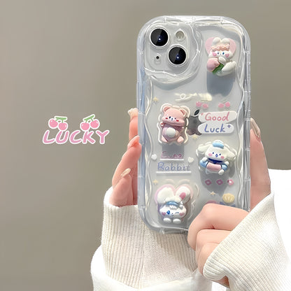 3D Cute Pet Phone Case: Overflowing with Cuteness, Good Luck 'Bunny' Arrives, Every Glance Is Sweet. This Protective Case Is Suitable for Iphone 16, 15, 14, 13, 12, 11 Pro Max, 14, 15, 16 Plus, XS, XR, X, 8, And 7.