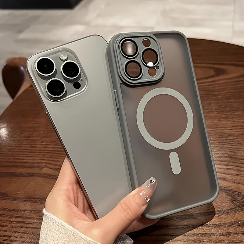 Premium Matte Magnetic Wireless Charging Phone Cover for Iphone Models 11 Through 16 Pro Max Plus, Featuring Shockproof Lens Protection And a Durable Acrylic