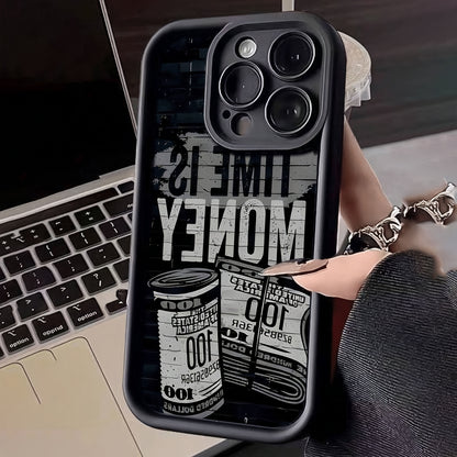 Banknote Black Shockproof Frosted Full Cover Anti-Fall Mobile Phone Case Suitable for Apple 15PROMAX/15PLUS/15PRO/15/14PROMAX/14PLUS/14PRO/14/13PROMAX/13PRO/13/12PROMAX/12PRO/12 11PROMAX/11PRO/11/XSMAX/XR/XS/7#8PLUS/7#8 Protective Case Transparent Shockpr