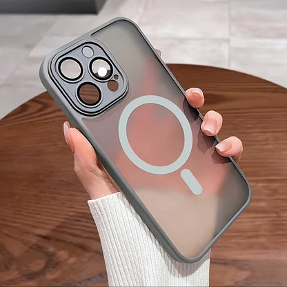 Luxury Translucent Case for iPhone 16 15 14 13 12 11 Pro Max 16 15 14 Plus13 12 Mini with Magnetic Wireless Charging and Matte Lens Protector
