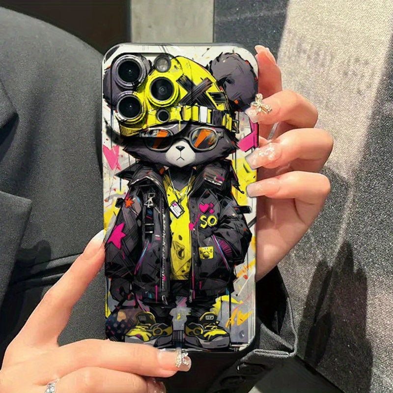 Bear Graphic Protective Phone Case For IPhone 11/12/13/14/12 Pro Max/11 Pro/14 Pro/15/XS Max/X/XR/7/8/8 Plus, Gift For Birthday, Girlfriend, Boyfriend