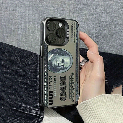1 new 100 dollar bill pattern mobile phone case, suitable for Apple iPhone 16 15 14 13 12 11Pro Max mobile phone protective case, iPhone XS XR X 8 7 Plus, creative boy black mobile phone case birthday Christmas gift Halloween gift boyfriend gift to father