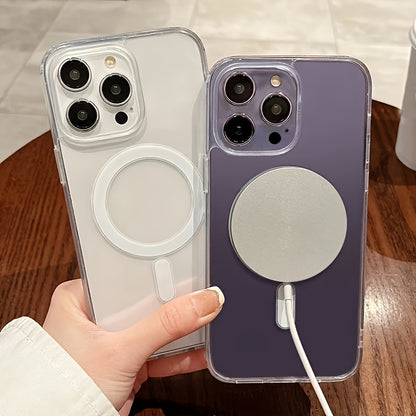3pcs [1 Phone Cover with 2 Mobile Phone Lanyard]-Magnetic Transparent Phone Case, Supports Wireless Charging, Durable And Sturdy, Classic And Fashionable - Suitable for iPhone 16/15/14/13/12/11 Promax Series Phone Cases