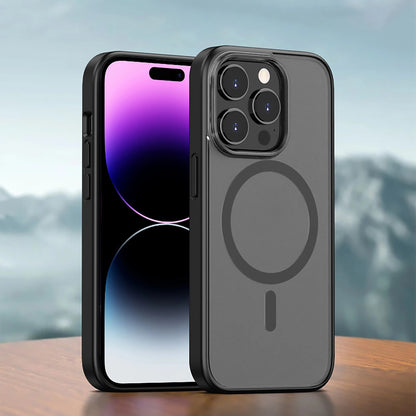 High-end matte skin-touch black mobile phone case suitable for iPhone 16 15 14 13 12 11 Pro Max Plus supports magnetic suction wireless charging matte translucent anti-shock and anti-fall Apple mobile phone case