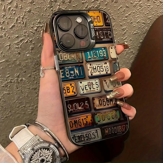 Vintage Car License Plate IMD Silver Phone Case with High Aesthetic Appeal, Featuring a Minimalist Design for Protection, Is The Perfect Choice Compatible with Iphone 12/12 PRO/12 PRO MAX/13/13 PRO/13 PRO MAX/14/14 PRO/14 PRO MAX/15/15 PRO/15 PRO MAX/11/1