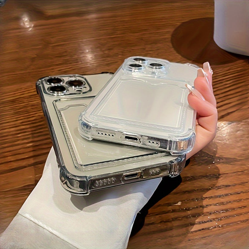 Durable Transparent TPU Phone Case with Card Slot Compatible with Iphone 15/14/13/12/11 Series - Clear Shockproof Back Cover, Compatible with Iphone 11/11 Pro/11 Pro Max/12/12 Pro/12 Pro Max/13/13 Pro/13 Pro Max/14/14 Plus/14 Pro/14 Pro Max/15/15 Plus/15