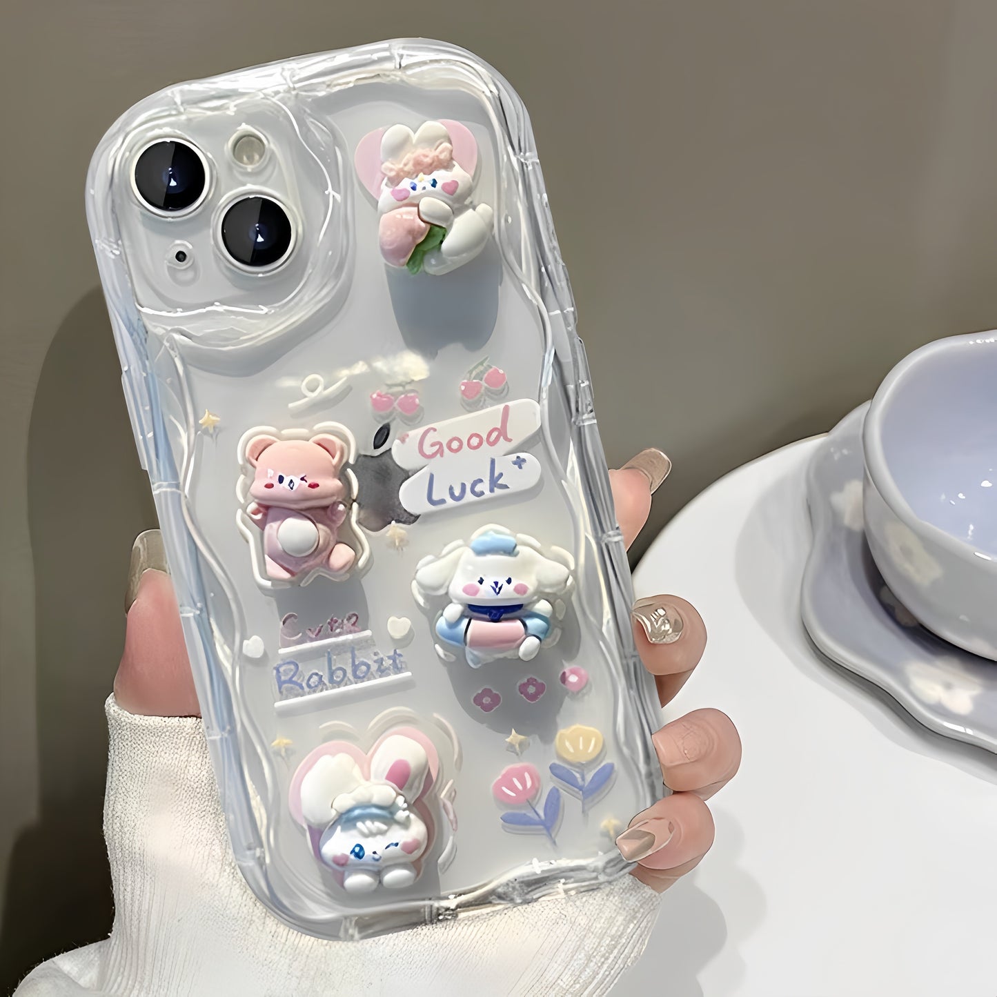 3D Cute Pet Phone Case: Overflowing with Cuteness, Good Luck 'Bunny' Arrives, Every Glance Is Sweet. This Protective Case Is Suitable for Iphone 16, 15, 14, 13, 12, 11 Pro Max, 14, 15, 16 Plus, XS, XR, X, 8, And 7.