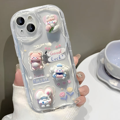 3D Cute Pet Phone Case: Overflowing with Cuteness, Good Luck 'Bunny' Arrives, Every Glance Is Sweet. This Protective Case Is Suitable for Iphone 16, 15, 14, 13, 12, 11 Pro Max, 14, 15, 16 Plus, XS, XR, X, 8, And 7.